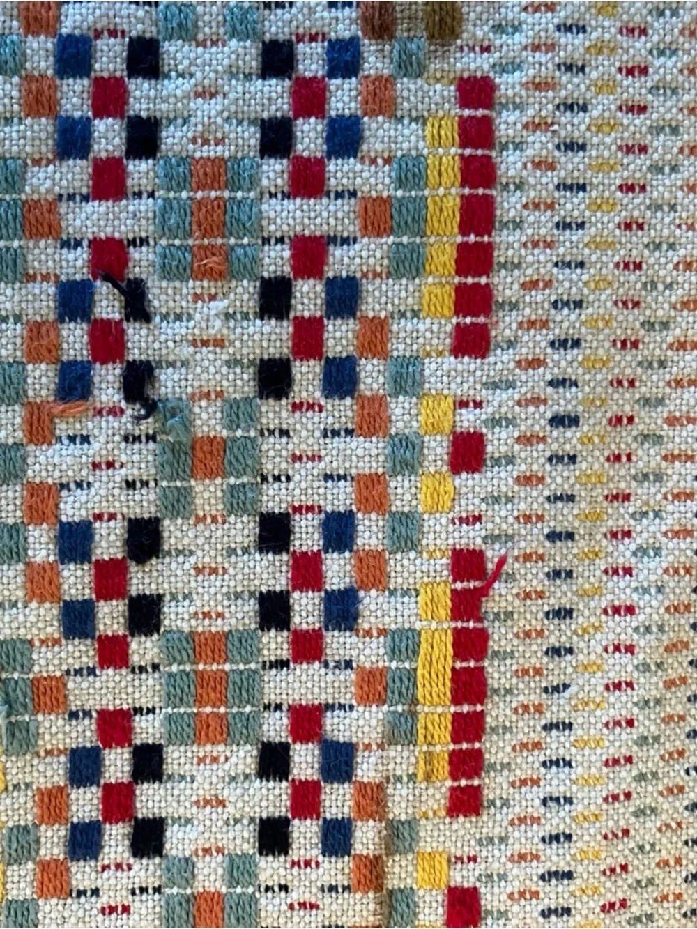 VTG Handmade Rag-Rug Woven Table Dresser Runner Primitive Farmhouse Fringe 12x29